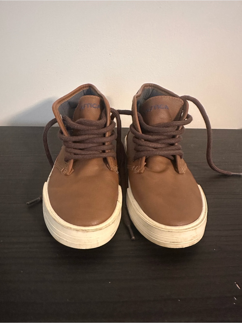 Nautica Brown Leather Chukka Boots with Cream Soles